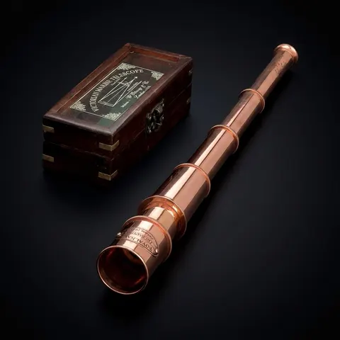 Copper Spyglass Telescope 17" with Wooden Box view 1
