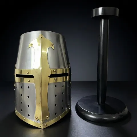 Crusader Helmet — Brass Trim Knights Templar Reenactment view 1