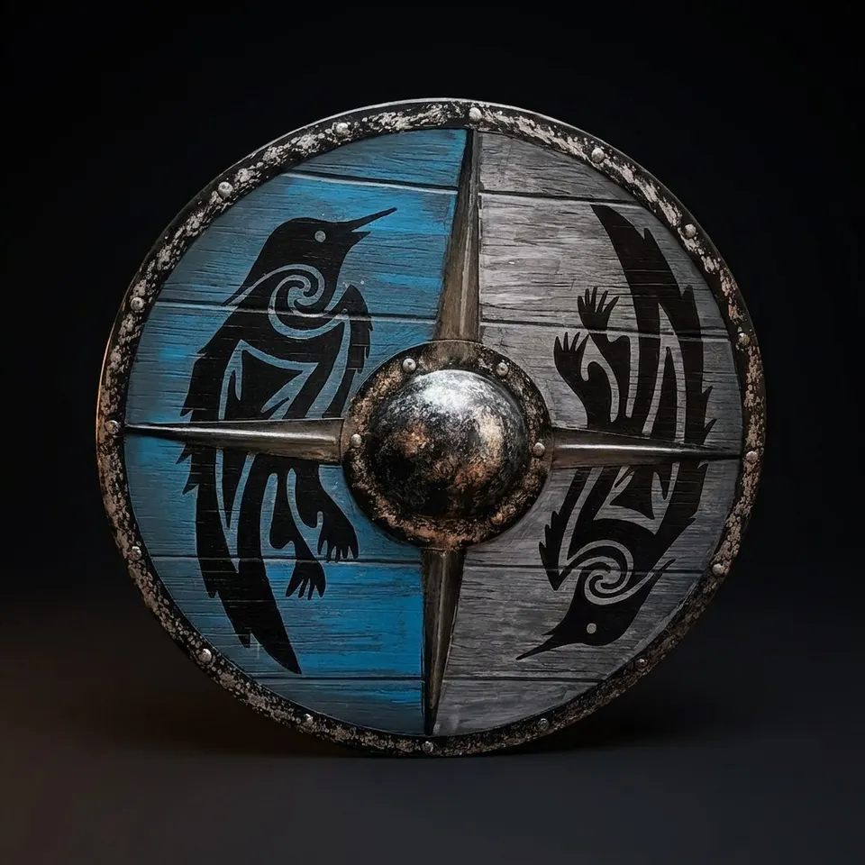 Viking Valhalla Raven Wooden Shield with Medieval Battle Ready