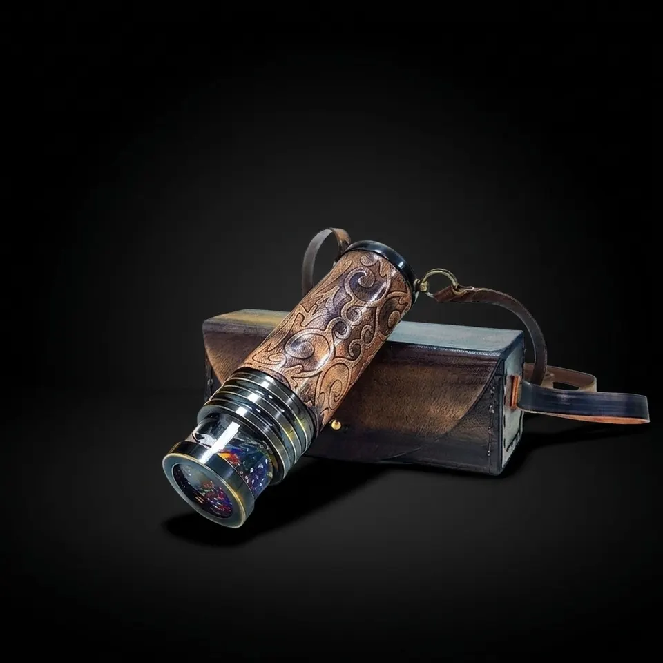 Liquid Brass Kaleidoscope Pendant Necklace