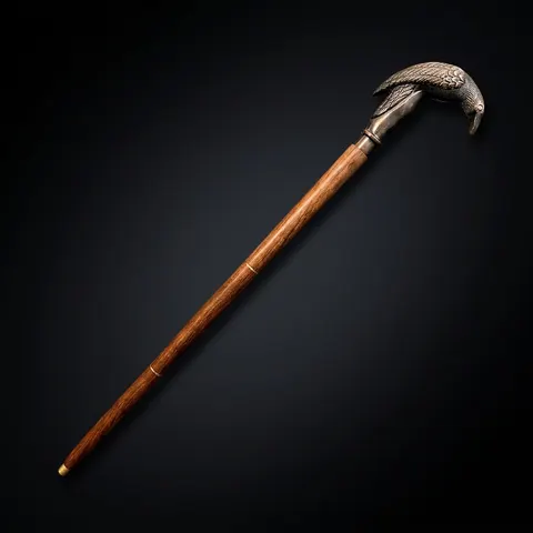 Brass Raven Handle Rosewood Walking Stick view 1