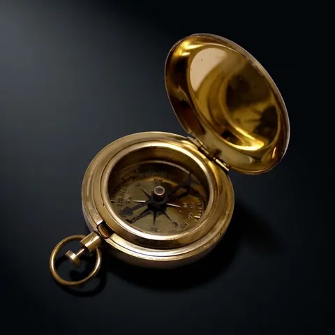 Push Button Compass, Polished Brass view 1
