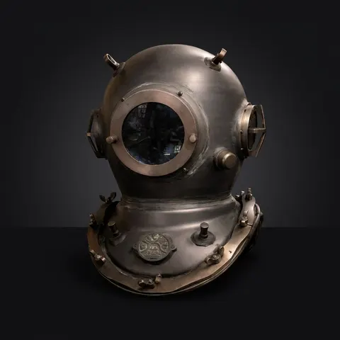 Mark V Diving Helmet with Heavily Aged Distressed Antique Finish view 1