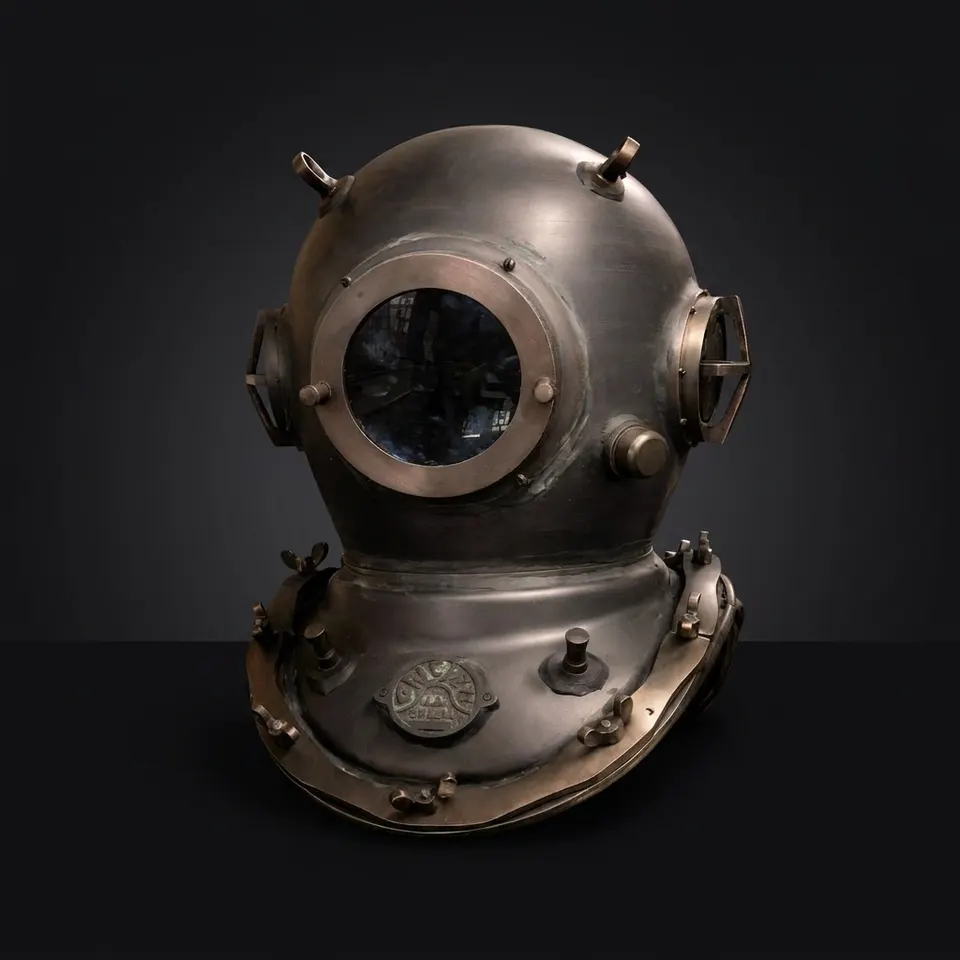 Mark V Diving Helmet with Heavily Aged Distressed Antique Finish
