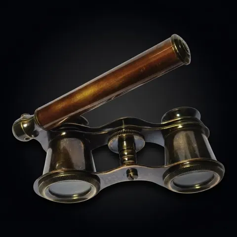 Antique Finish Brass Opera Glasses — Plain Brass view 1