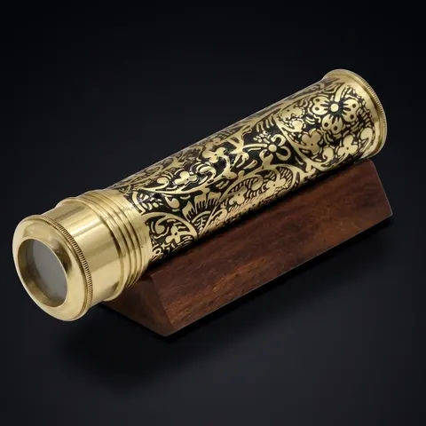 Etched Brass Kaleidoscope with Lampwork Glass Beads view 1