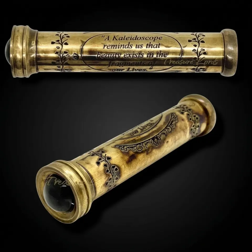 Polished Brass Kaleidoscope with Wooden Gift Box
