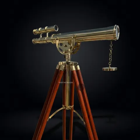 Double Barrel Brass Floor Standing Telescope 50" with No Case view 1