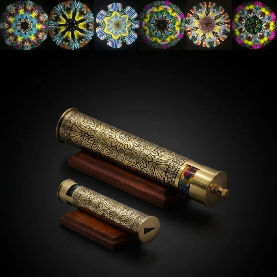 Brass Star Mandala Kaleidoscope with Oil-Filled Cells