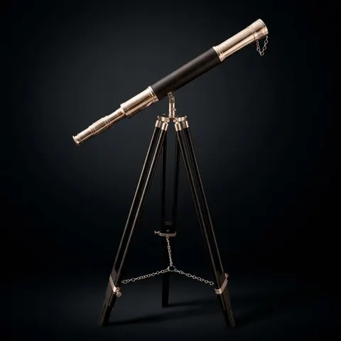Brass Floor Standing Telescope 47" with Wooden Tripod view 1