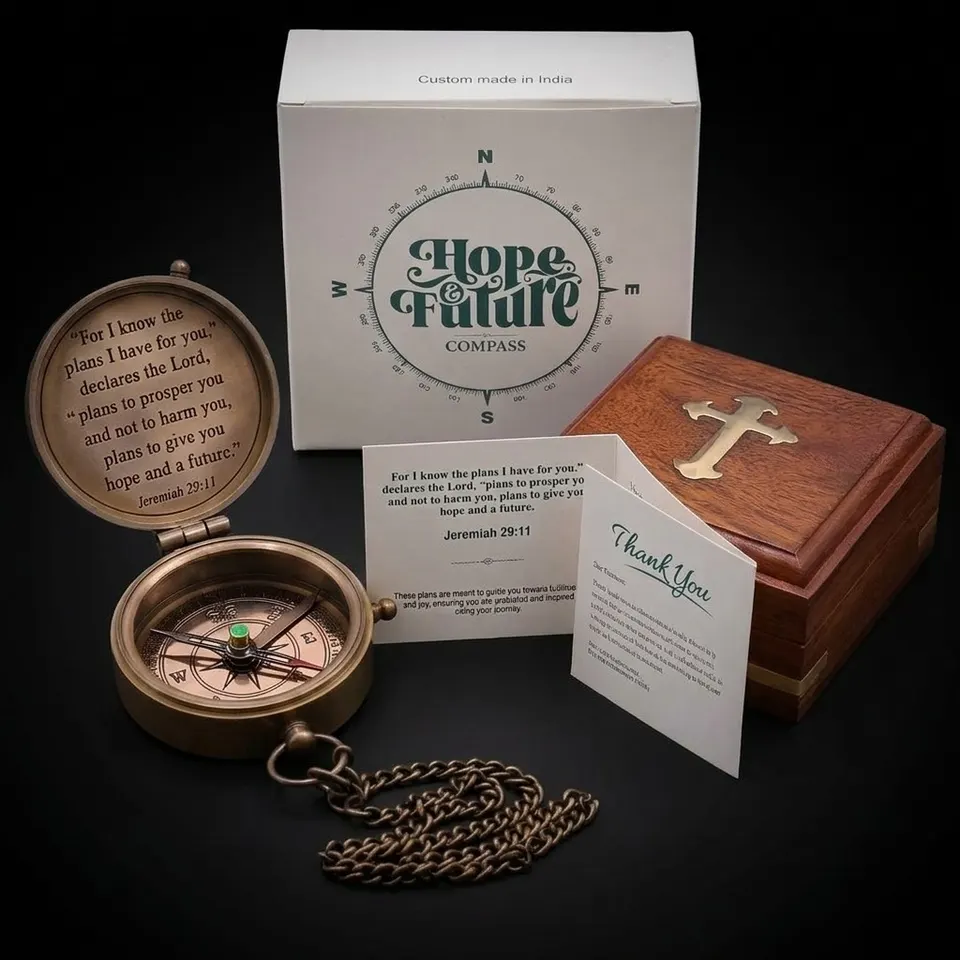 Jeremiah 29:11 Compass, Wooden Box