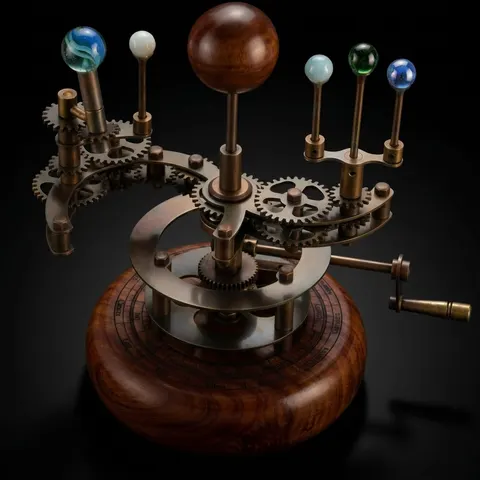 Brass Solar System Orrery, Shelf Display view 1