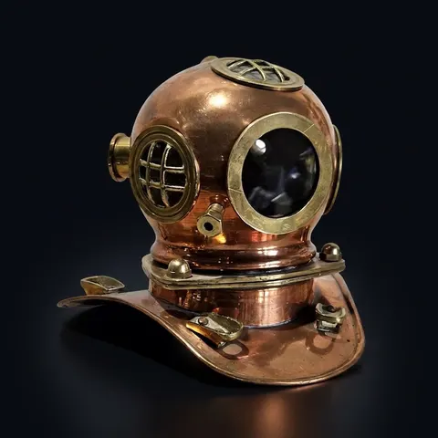Copper Plated Brass Diving Helmet Miniature without Stand view 1