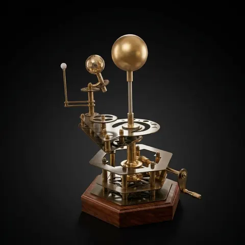 Brass Orrery with Semi-Precious Stone Planets, Museum view 1