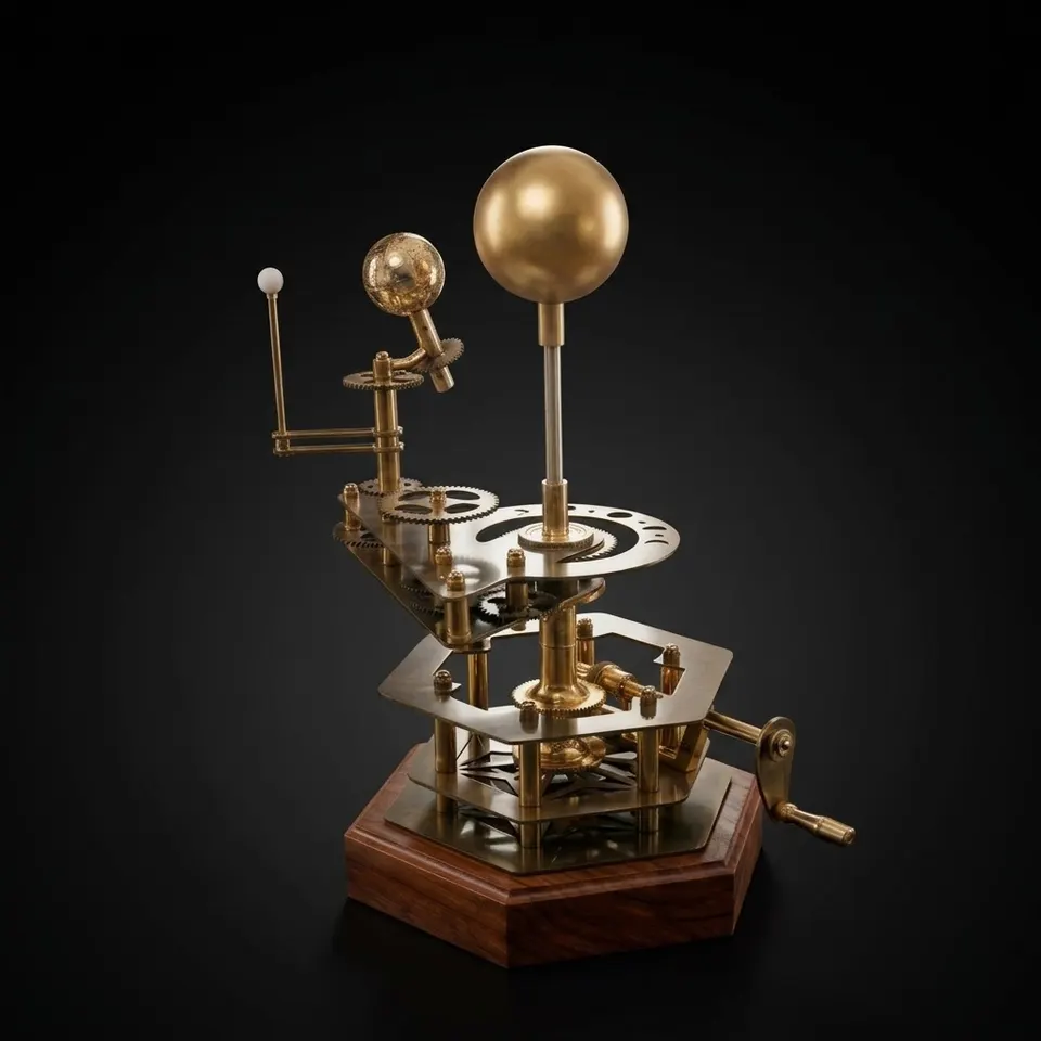 Brass Orrery with Semi-Precious Stone Planets, Museum