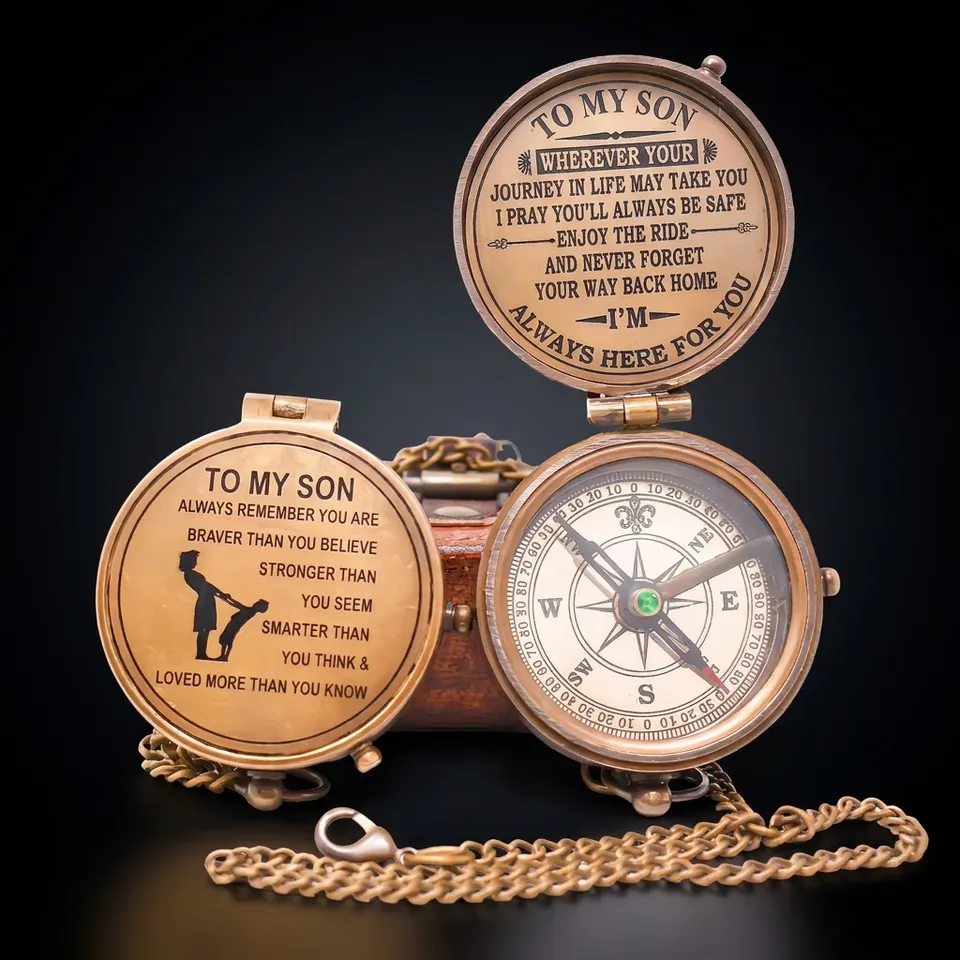 To My Son Compass, Leather Case