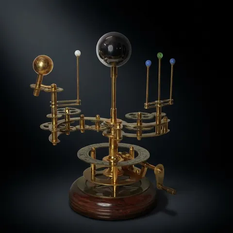 Brass Orrery with Semi-Precious Stone Planets, Museum view 1