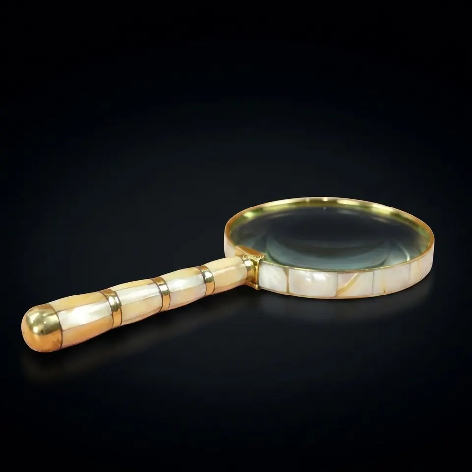 All-Brass Handheld Magnifier 3" with Mother of Pearl Handle