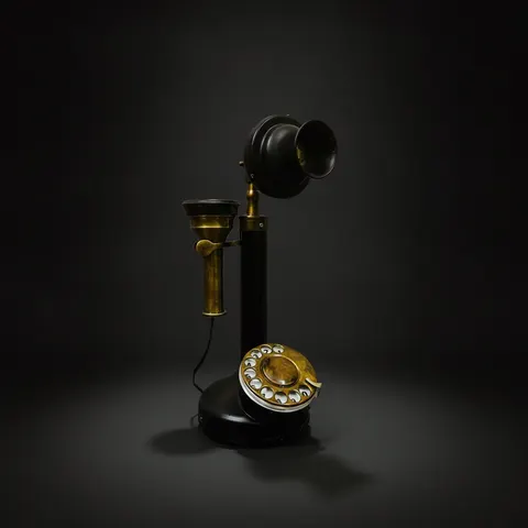 Steampunk Brass Candlestick Rotary Telephone Replica view 1