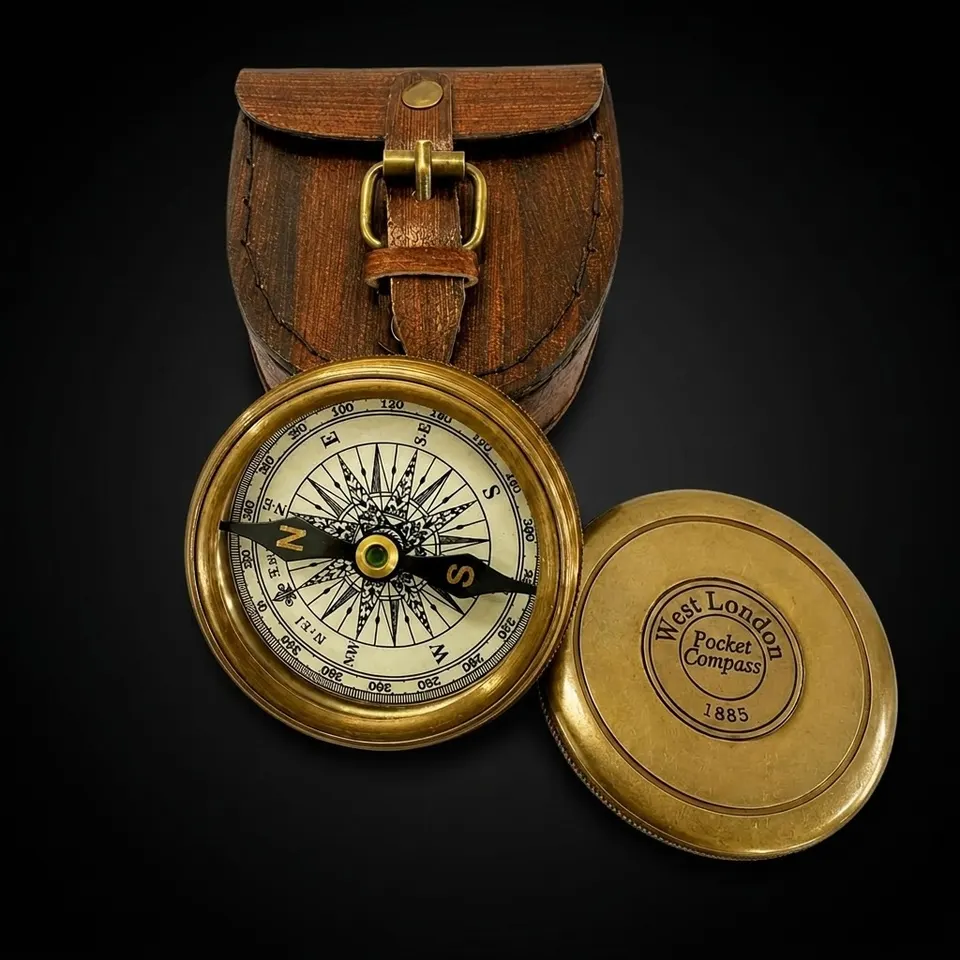 West London Reproduction Compass, Leather Case