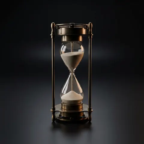 Brass Hourglass with Sundial and Compass Top, 5-Minute, Nautical view 1