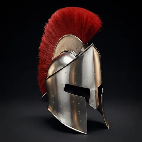 Spartan Helmet — Polished Steel Corinthian Red Crest view 1