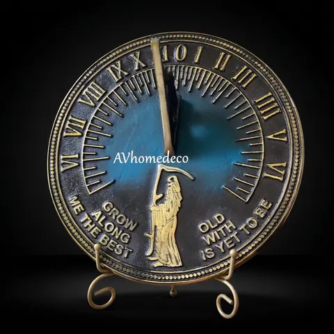 Father Time Brass Garden Sundial Verdigris view 1