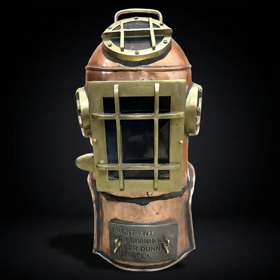 Life-Size Copper Diving Helmet Replica at 24 Inches