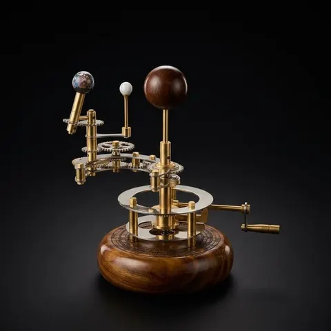Brass Solar System Orrery, Shelf Display view 1