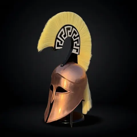 Greek Corinthian Helmet with Plume — Spartan Armor view 1