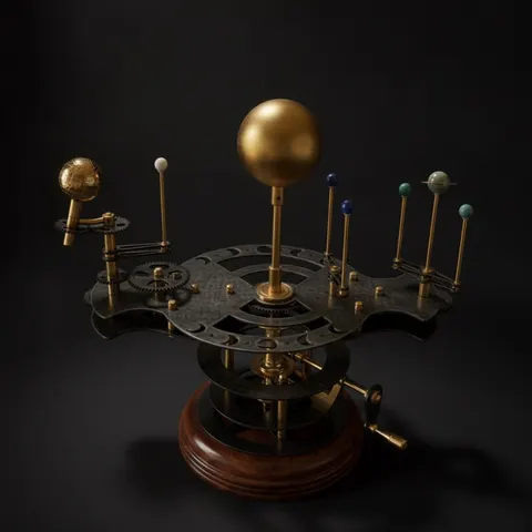 Antique-Style Brass Solar System Orrery, Museum view 1