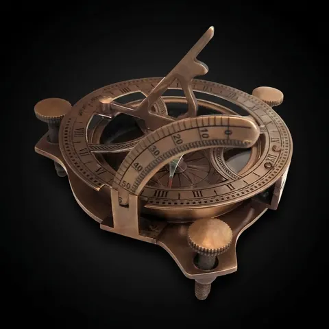 Antique Brass Sundial Compass with Presentation Box view 1