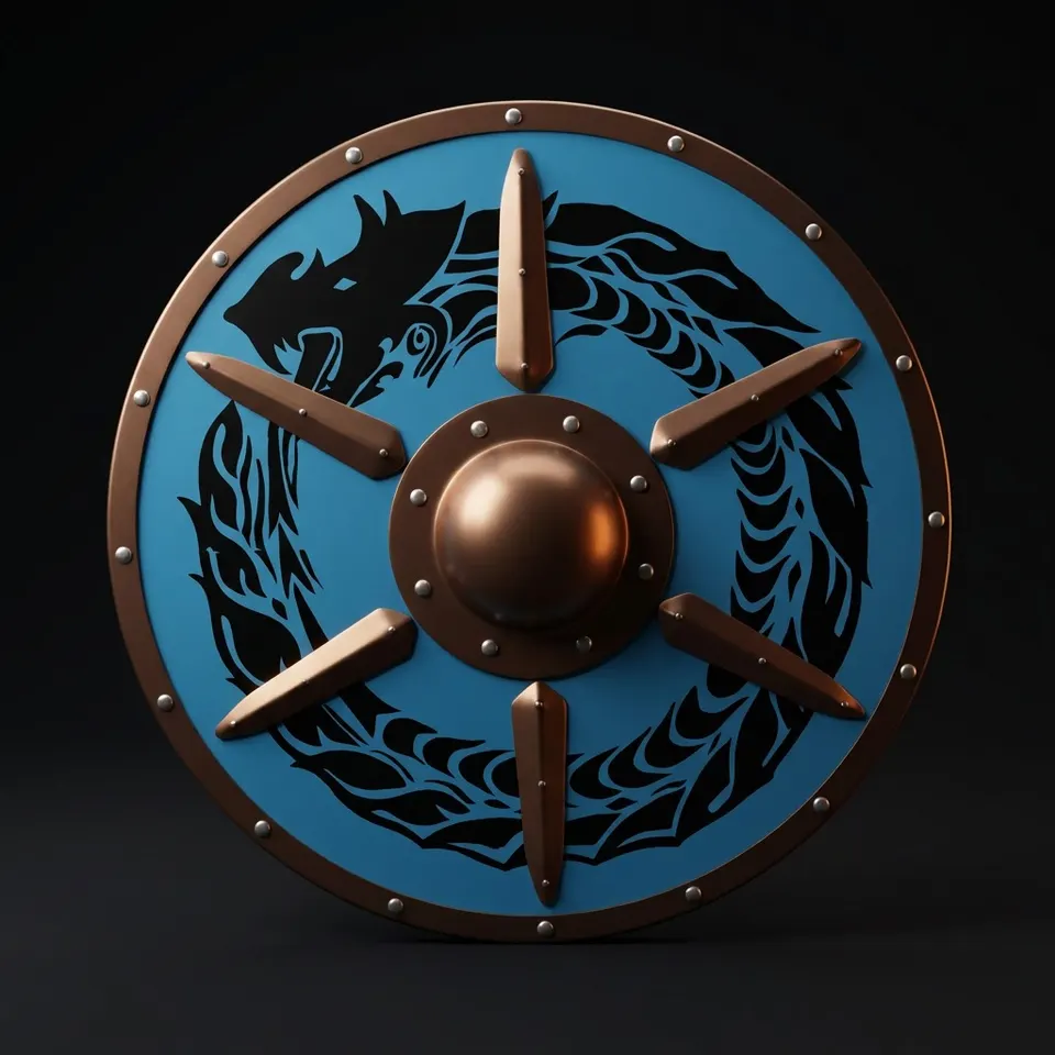 Viking Dragon Shield with Medieval Round Wooden Wall Décor