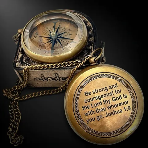 Joshua 1:9 Compass, Wooden Box view 1