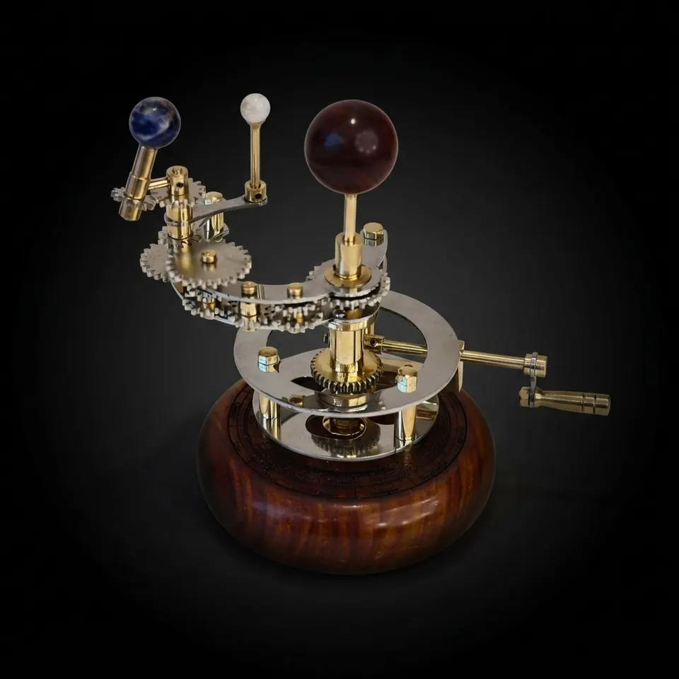 Brass Orrery with Semi-Precious Stone Planets
