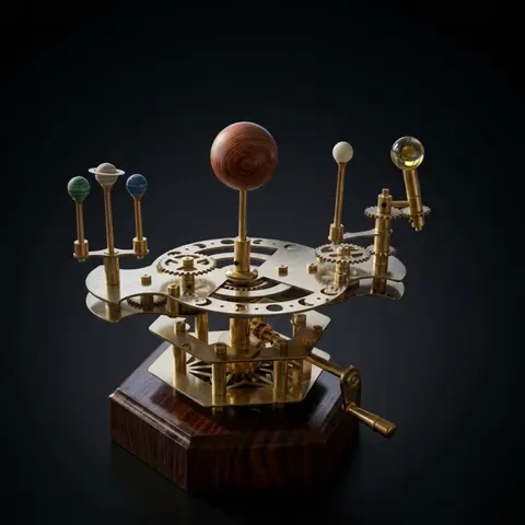 Brass Solar System Orrery, Shelf Display view 1