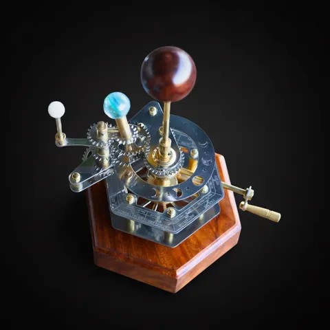 Brass Solar System Orrery, Shelf Display view 1