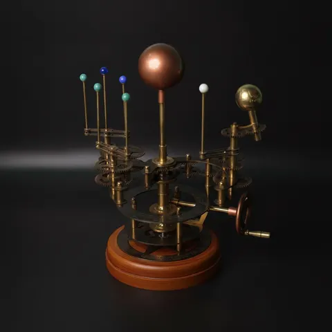 Brass Orrery with Semi-Precious Stone Planets, Museum view 1