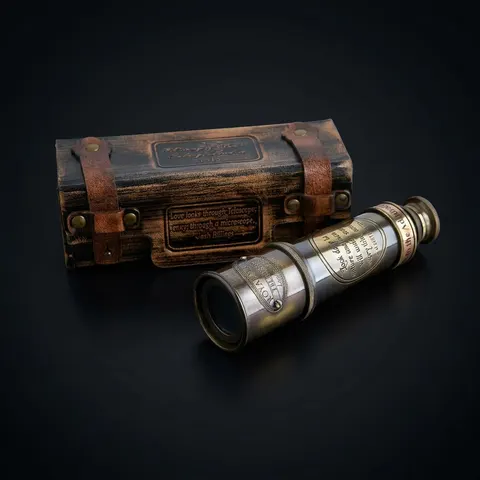 Brass Spyglass Telescope 15" with Leather Case view 1