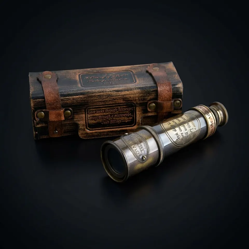 Brass Spyglass Telescope 15" with Leather Case