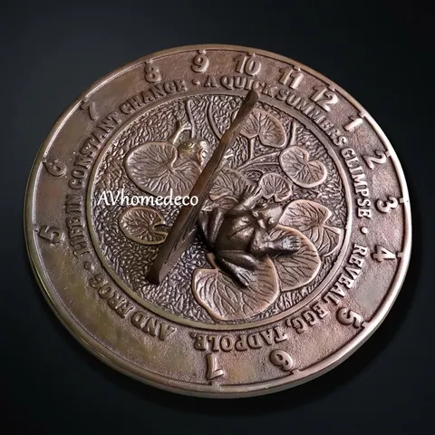 Frog Brass Garden Sundial Vintage Style view 1