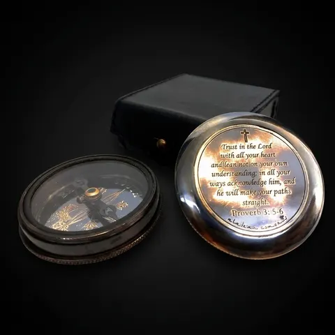 Religious Compass, Leather Case view 1
