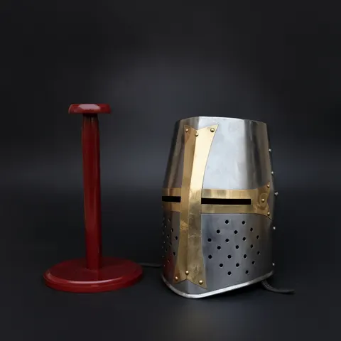 Templar Knight Helmet — Gold Finish Display view 1