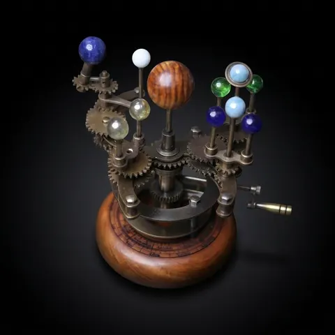 Brass Solar System Orrery, Teakwood Luxury Edition view 1