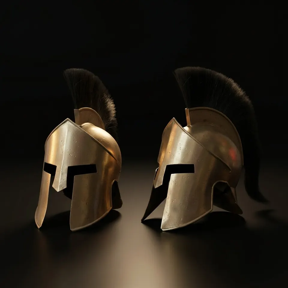 Brass Spartan Steel Helmet — Greek Corinthian Armor