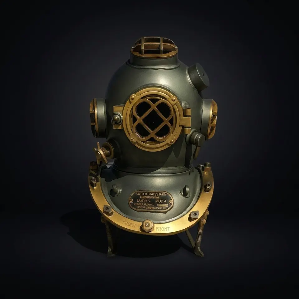Mark V Deep Sea Diving Helmet with Dark Green Finish