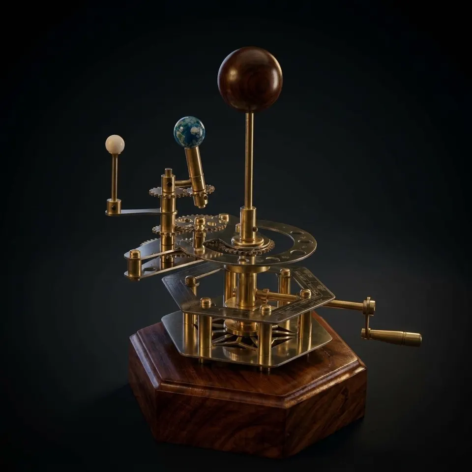 Brass Solar System Orrery, Shelf Display