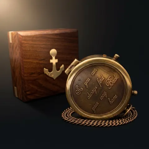 Find Your Way Back Home Compass, Wooden Box view 1