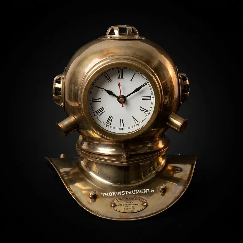 Diving Helmet Style Brass Desk Clock