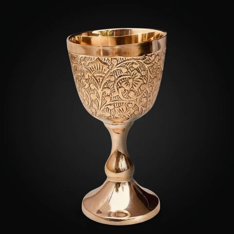 Solid Brass Goblet with Prince Embossed Design
